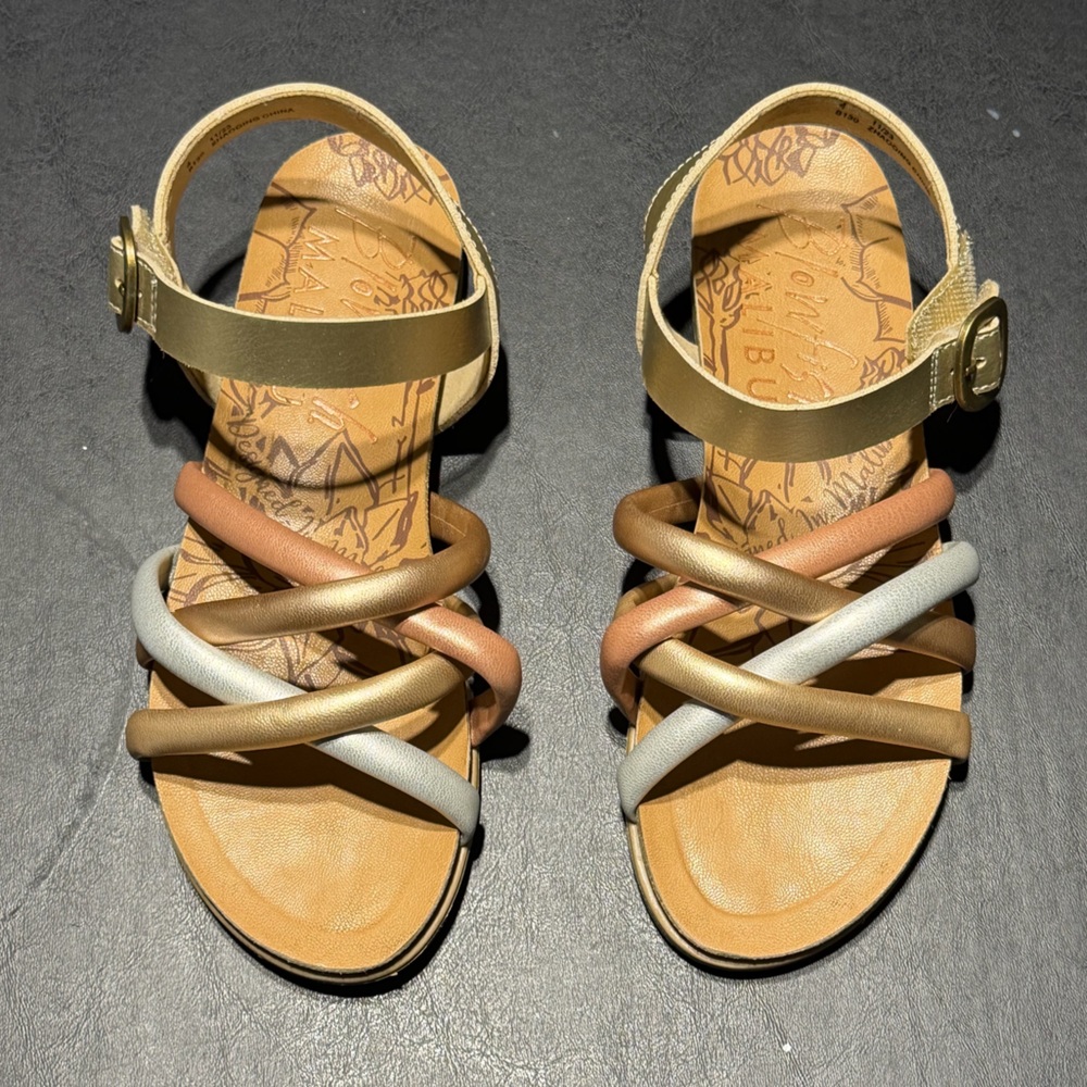 Girls Size 4 Blowfish Malibu Rose Gold and Silver Sandals